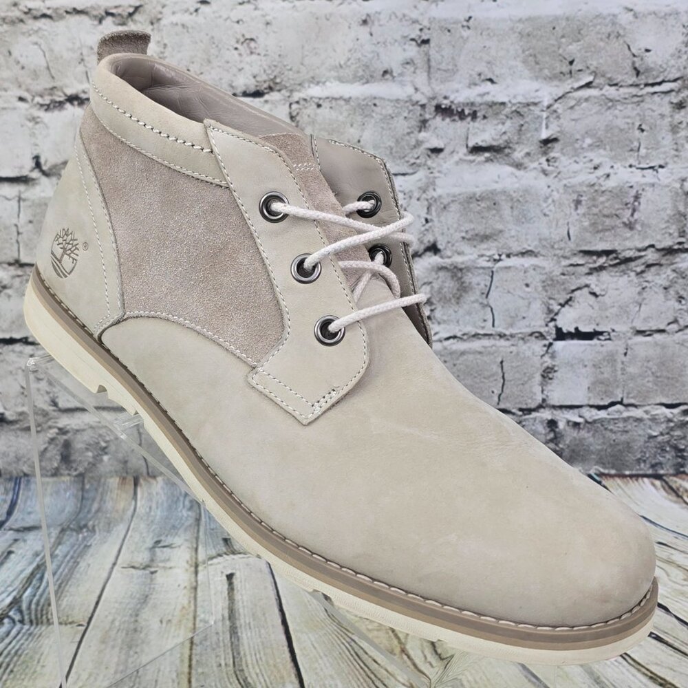 Timberland Bartram Chukka Boots Men's‎ 12 Ivory Cream Suede Leather A15E5 Casual